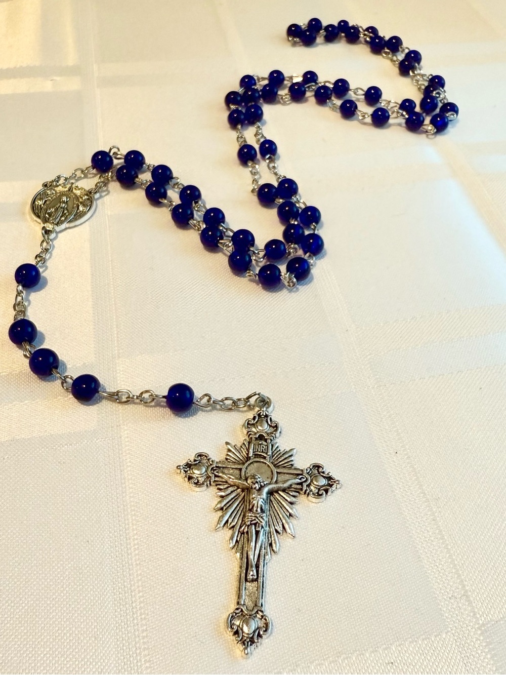 Deep Blue Adoration of the Blessed Virgin Mary Prayer Rosary